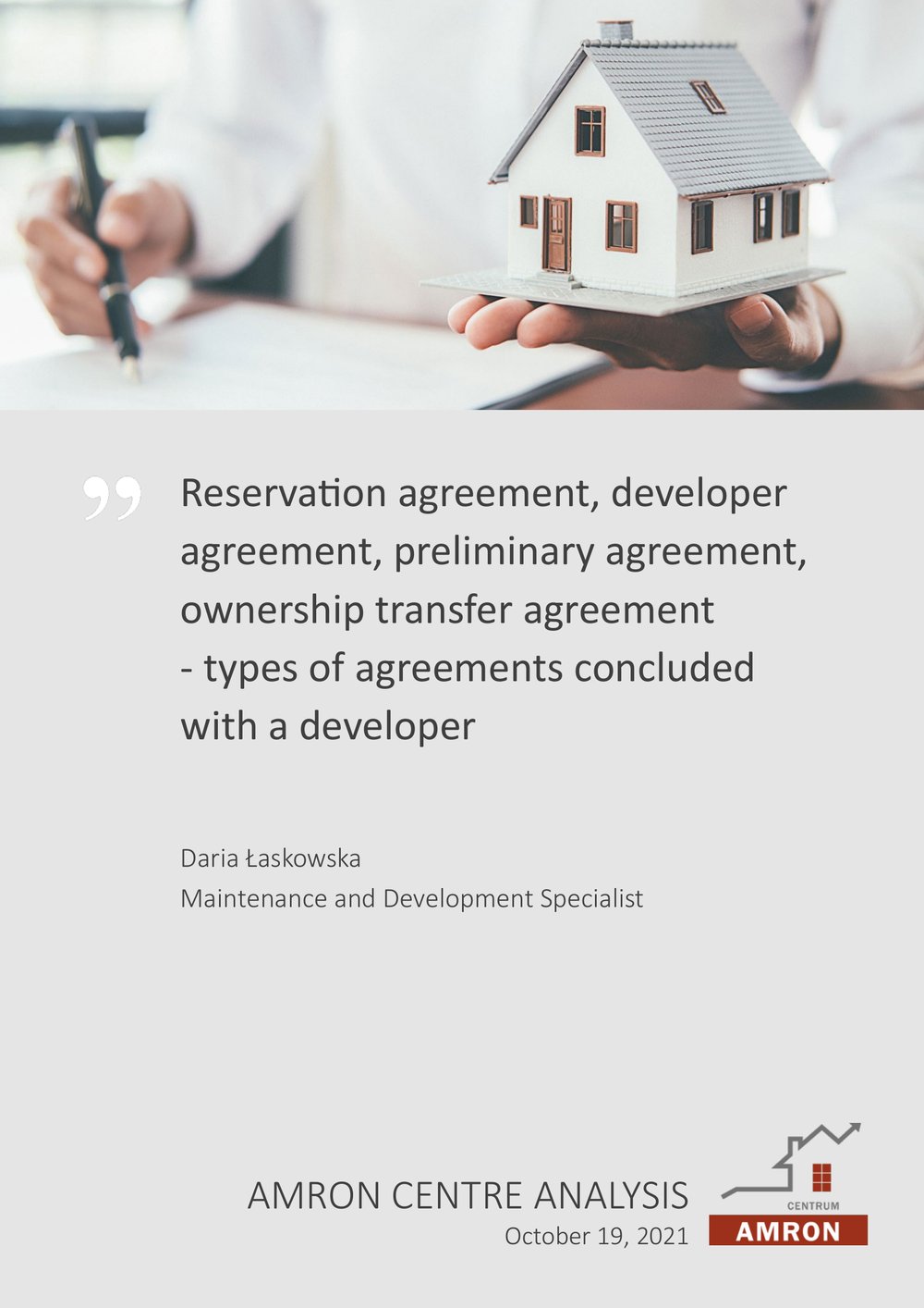 Reservation agreement, developer agreement, preliminary agreement, ownership transfer agreement – types of agreements concluded with a developer